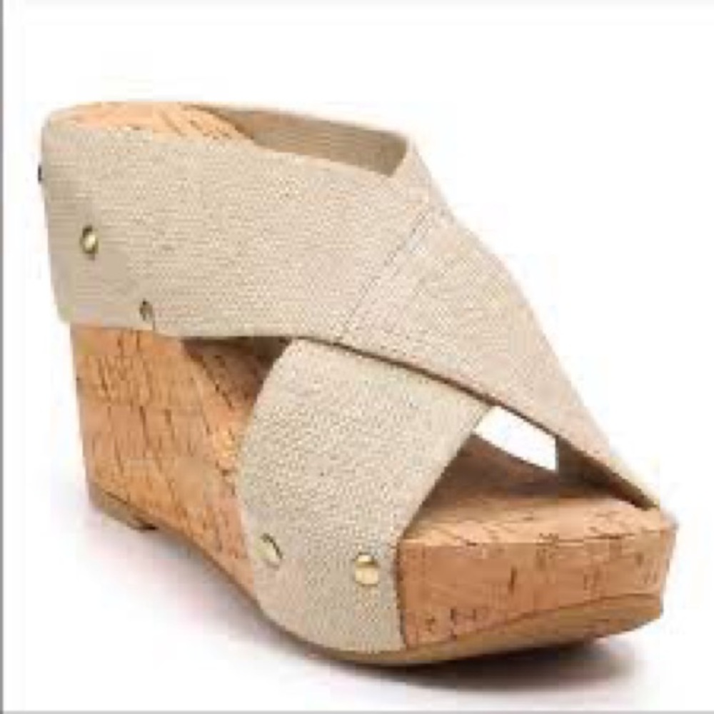 Lucky Brand Miller Wedge Cork Sandals Size 6.5